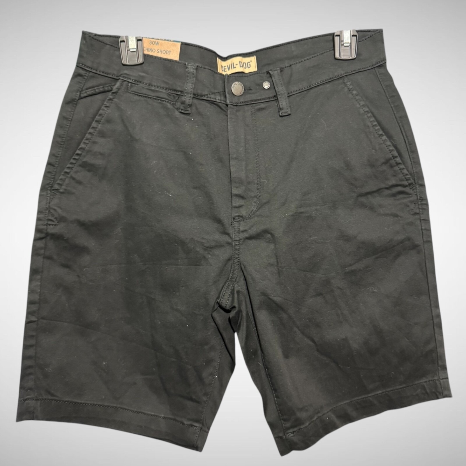 Devil Dogs Shorts Mens 30 Solid Black Chino Brand New